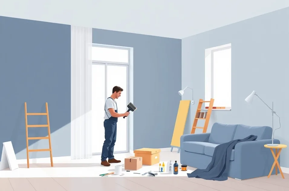 Intérieur rénové après travaux de peinture à Guéret