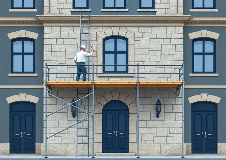 Ravalement de façade en pierre, nettoyage et application d'enduit